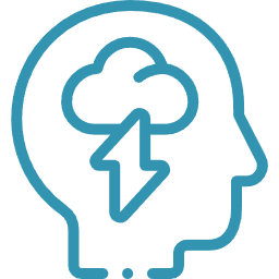 surcharge mentale icone tête de profil avec nuage et éclair